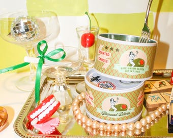 Vela de soja con aroma a aceitunas enlatadas de Gin and Grove - Regalos gastronómicos y decoración de cocina