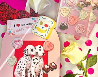 Paquete de imanes para nevera con dulces de San Valentín