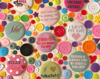 Botones inspirados en el Y2K hechos a mano - Respaldo de metal