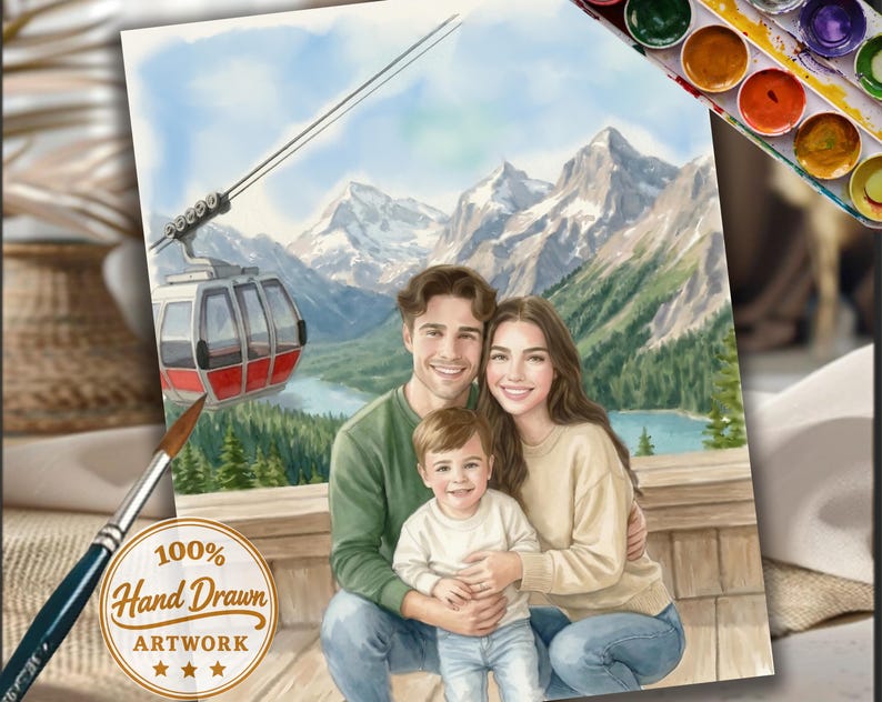 personalized-hand-drawn-watercolor-family-portrait-custom-painting