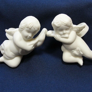Juego de 2 servilleteros de cerámica color marfil con forma de ángel de Partylite imagen 1