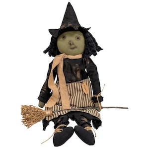 Primitive Halloween Witch Doll "Agnes" Prim Folk Art, Rustic Fall Home Decor image 2
