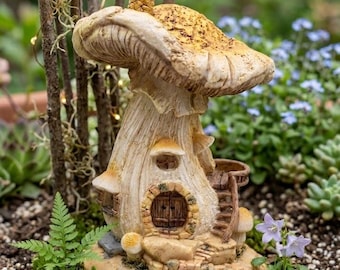 Whimsical Mushroom Cottage Miniature Fairy Garden Toadstool House