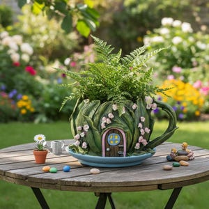 Whimsical Lily of the Valley Fairy Cottage Teacup Planter