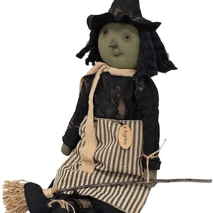 Primitive Halloween Witch Doll "Agnes" Prim Folk Art, Rustic Fall Home Decor image 3