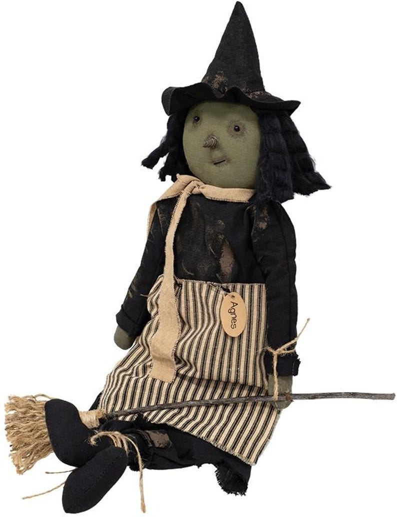 Primitive Halloween Witch Doll "Agnes" Prim Folk Art, Rustic Fall Home Decor image 3