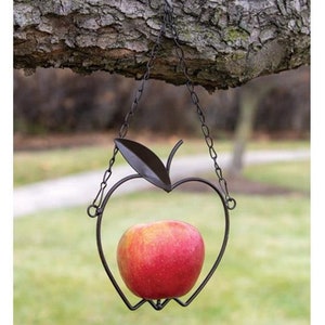 Metal Apple Bird Hanging Feeder, 13" X 6 1/4", New