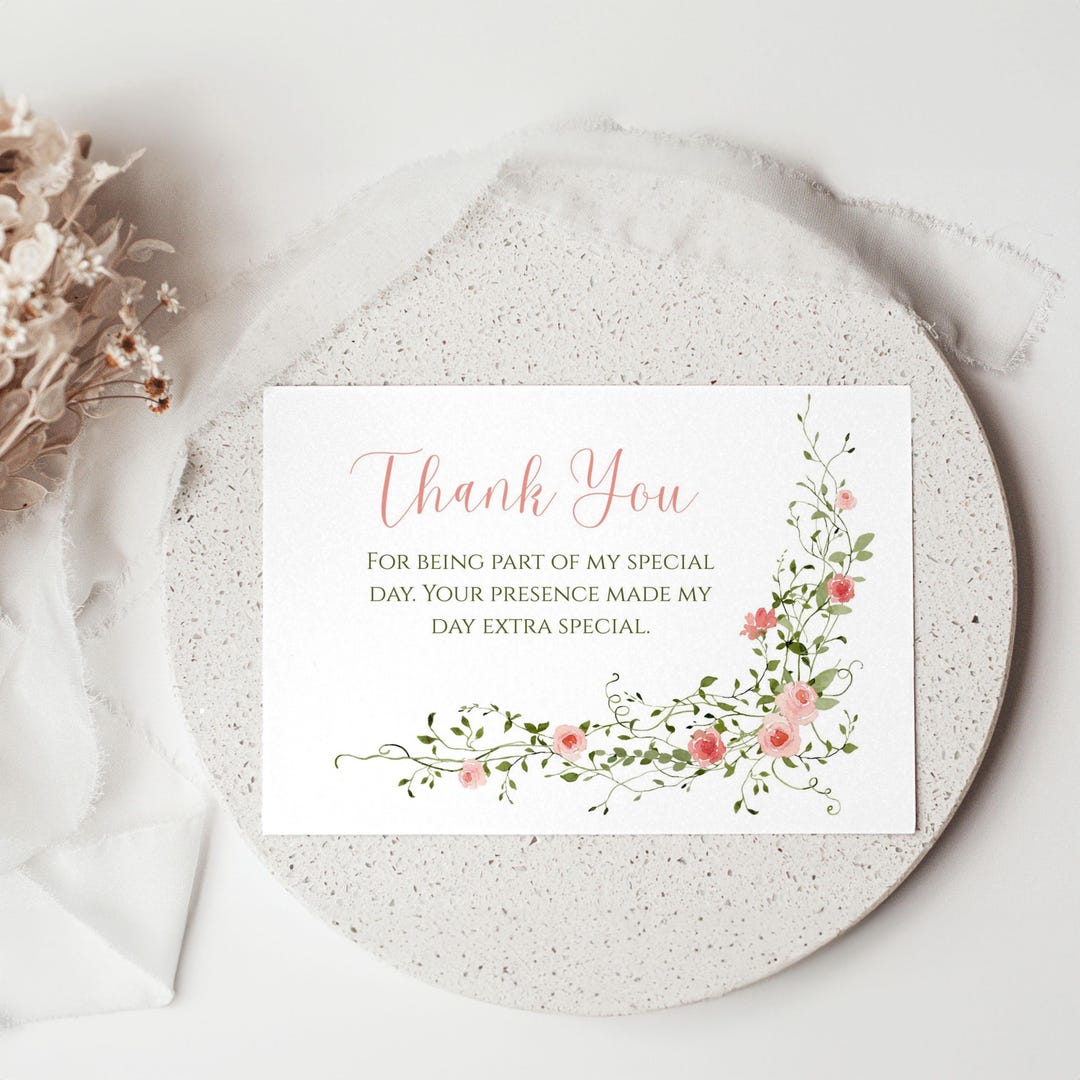 Floral Birthday Thank You Card | Editable Canva Template | Instant ...
