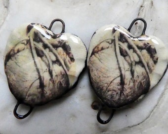 Ceramic Anatomical Heart Decal Earring Connectors