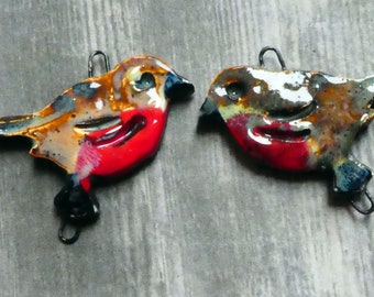 Ceramic Robin Earring Connectors