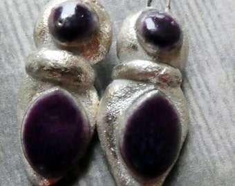 Ceramic Moulded Drops Stacks Earring Charms - Dark Purple