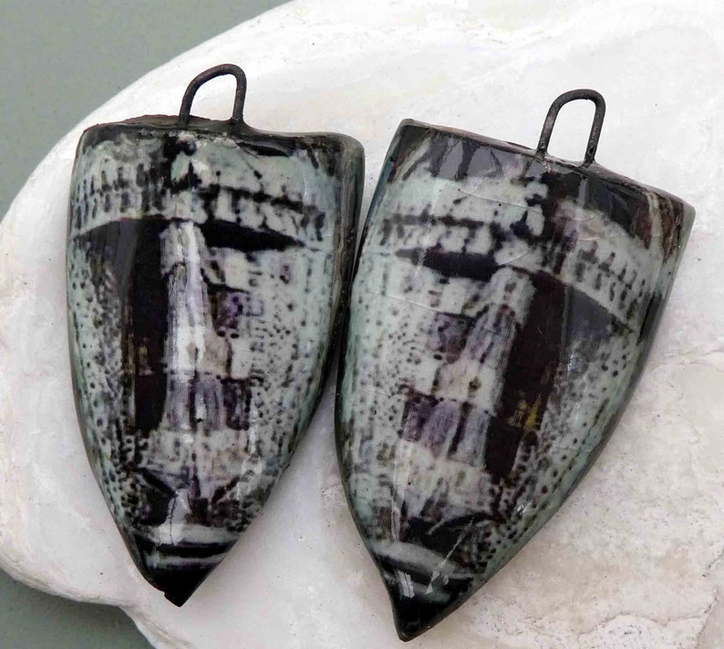 Ceramic Decal African Shield Earring Charms #24