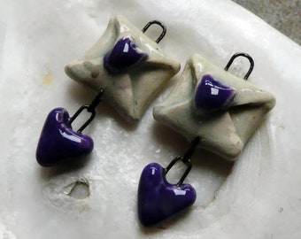 Ceramic Envelope Dangles -Dark Purple