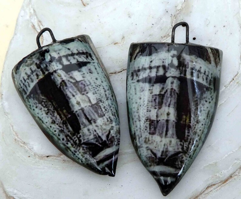 Ceramic Decal African Shield Earring Charms #24