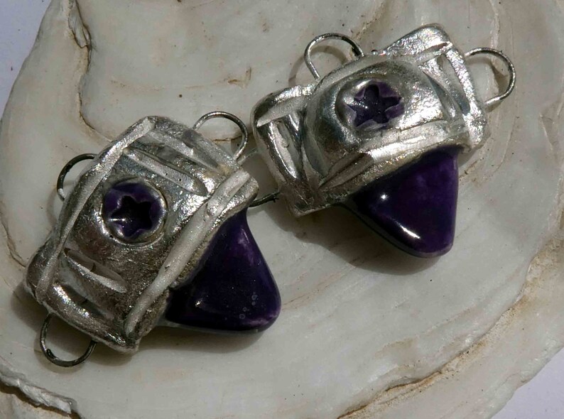 Ceramic Tuareg Inspired Earring Connector Charms Dark Purple