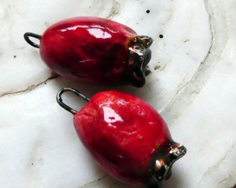 Ceramic Rosehip Earring Charms