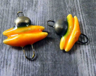 Ceramic Bobble and Stick Earring Connectors - Yellow