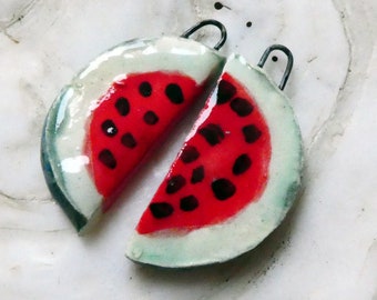 Ceramic Watermelon Slice Earring Charms