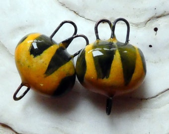 Ceramic Bumblebee  Earring Connectors