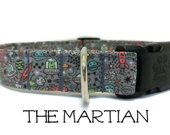 The Martian Dog Collar, Space Dog Collar, Alien Dog Collar, Martian Monster, Your Trip is Short, Matching Leash Available