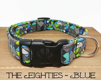 The Eighties Blue Dog Collar, 80's  Dog Collar, Cute Dog Collar, Blue Dog Collar, Novelty Dog Collar,Matching Leash Available in Listing