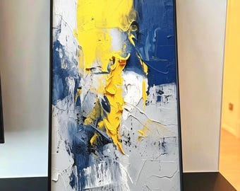 Arte texturizado, decoración de pared con técnica impasto pintada a mano, marco de lienzo de aleación de aluminio engrosado, personalizable.
