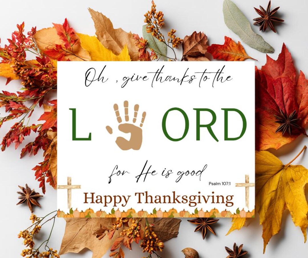 Christian Thanksgiving Handprint Craft Fall Printable Give Thanks Bible ...