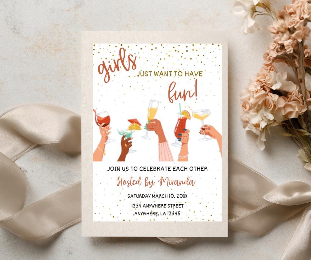 Girls Night Out Invitation | Martini Theme, Editable Canva Template ...