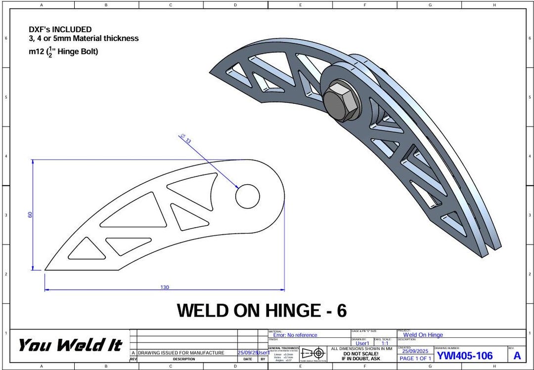 Weld on Hinge DXF Files - Etsy