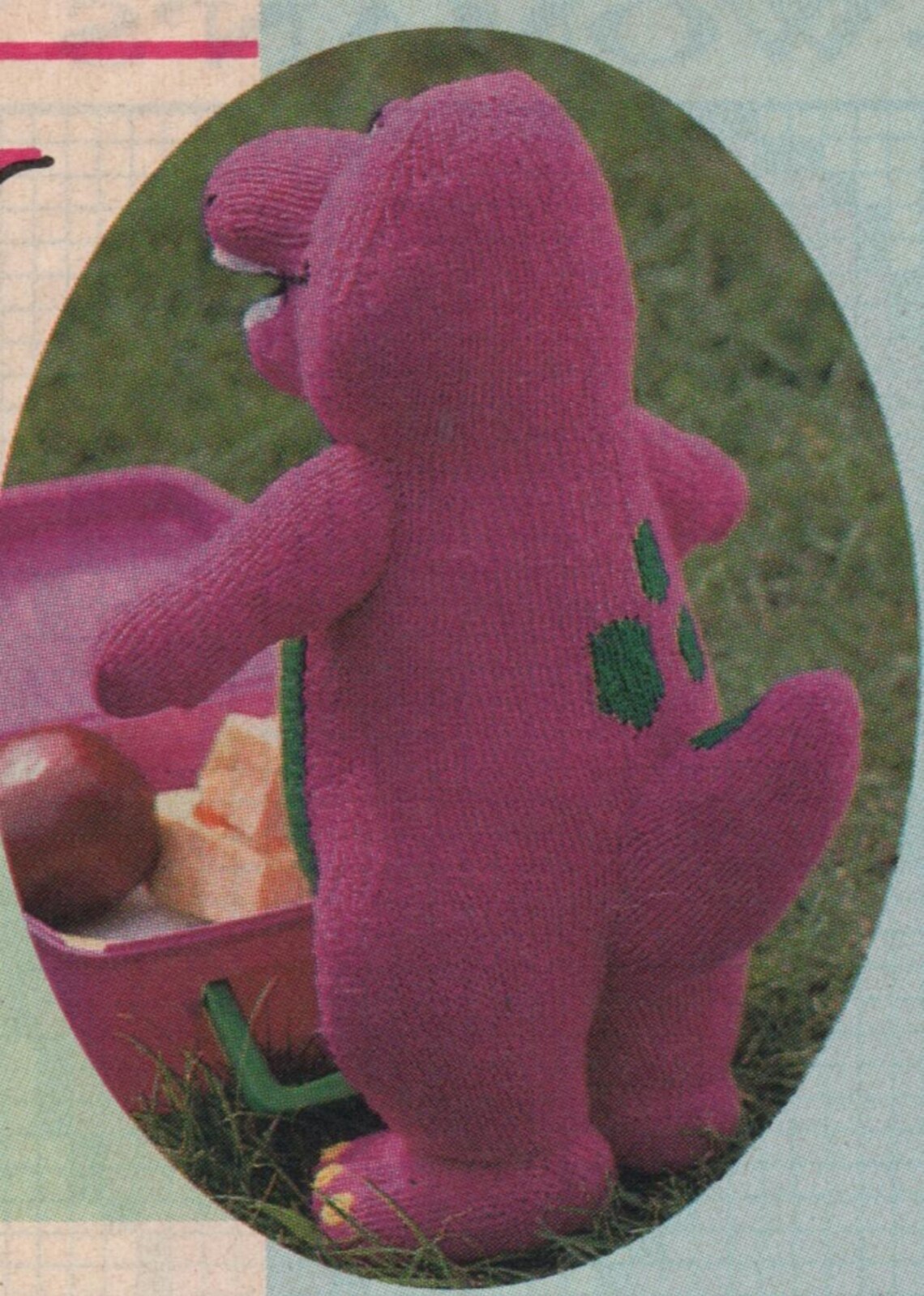 Barney the Dinosaur Toy Knitting Pattern: PDF Download - Etsy