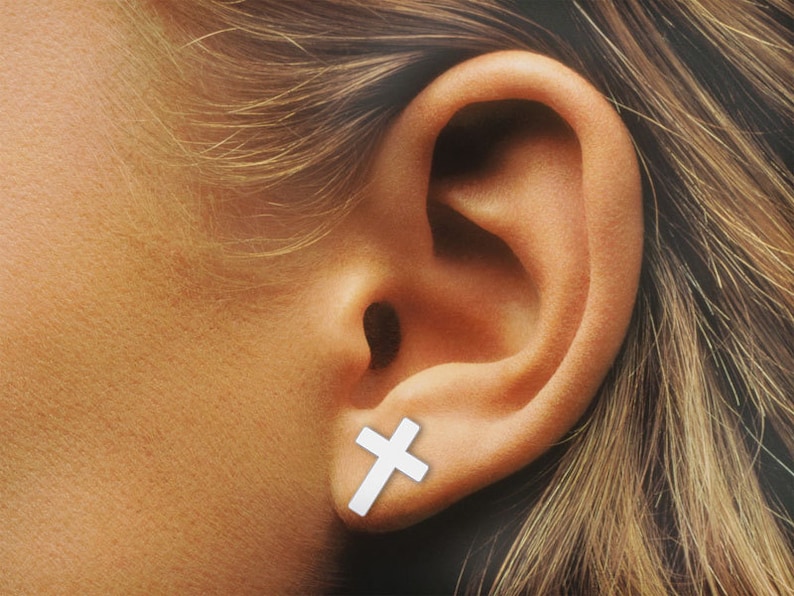 Bridesmaid Earrings post earrings Cross Earrings -Sterling Silver post Earrings stud Earrings