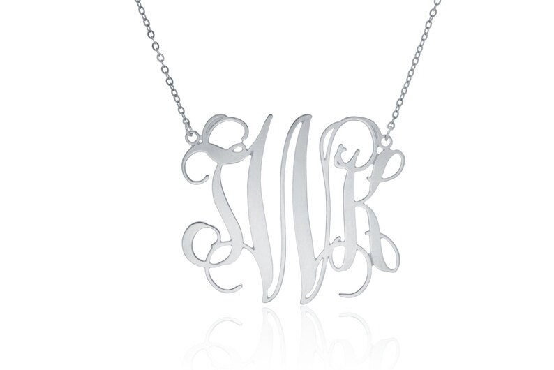 personalized necklace Initial Necklace Monogram Necklace 2.0 inch monogrammed necklace silver necklace