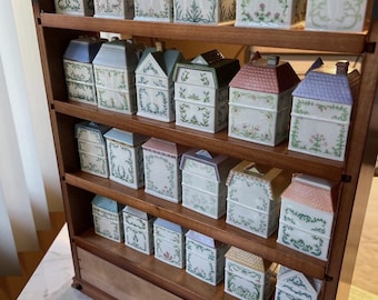 Set completo di 24 barattoli per spezie Lenox Spice Village vintage del 1989 con supporto.