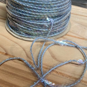 Light Blue Thread Translucent Sequin Ribbon Sold in 1 Metre Lengths- cut to order