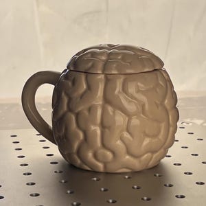 Brain Mug with Lid, Funny Anatomy Coffee Cup, Gag Gift for Doctor Nurse Psychologist, Medical Student Gift, Quirky Science Teacher Mug