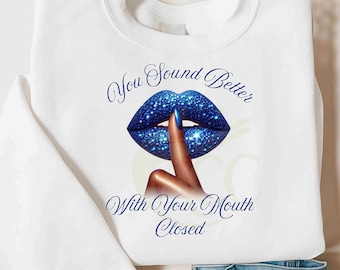 Sassy Blue Lips PNG | Glam Quote Design (Digital Download)