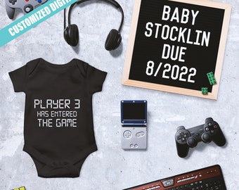 Gamer Themed Digital Pregnancy Announcement | Social Media | Instagram | Text | Email