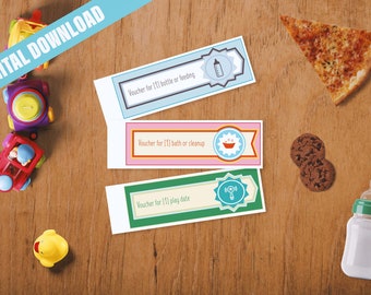 DIY ベビークーポンブック // 家族 // 男の子 // 女の子 // 妊娠中 // 両親 // ギフト // コウノトリ // ベビーシッター // デジタル // 印刷可能 // 青 // ピンク