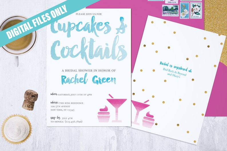 Cupcakes & Cocktails Bridal Shower Invitation image 2