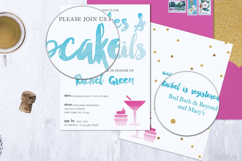 Cupcakes & Cocktails Bridal Shower Invitation image 3