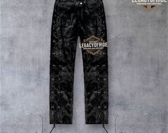Schwarze Rindslederhose: Handgefertigte „Hair-on-Hide“ Westernhose