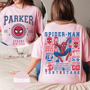 2-seitiges Disney Marvel Avenger Spider Man Parker 2002 Shirt, Marvel Superhelden-T-Shirt, Spider Man Tony Stark, Marvel-Comics, Geschenk für Papa Bild 5