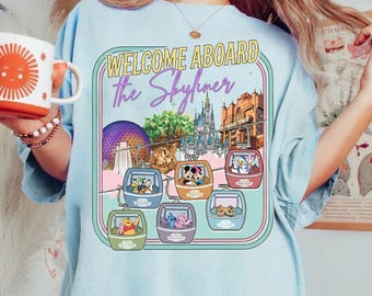 Disney 4 Park Welcome Aboard The Skyliner Shirt, Mickey and Friends Take The Cable Car Tee, Disneyland Family Matching Holiday Trip Shirt