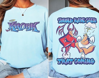 Camiseta de Disney «Kronk debería haberlo visto venir», Camiseta de «El Emperador y sus Locuras» con el Diablo Kronk y el Ángel Kronk, Regalo para un viaje familiar a Disneyland