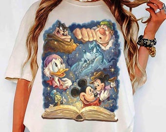 Disney Micky und Freunde Geschichte Retro Shirt, Scrooge Mcduck Goofy Micky Maus Passendes T-Shirt, Disneyland Familienurlaub 2026 Reise Geschenke