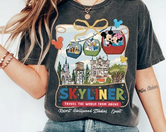 Coquette Bow Mickey and Friends Disney Skyliner Shirt, Travel The World From Above, Resort Hollywood Studio Epcot tee, Magic Kingdom Shirt
