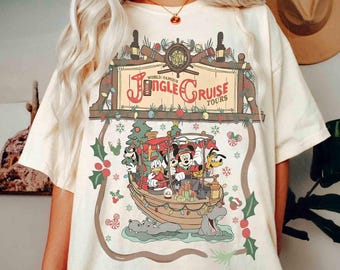 Jingle Cruise Ride Backside Of Water Kerstlichtshirt, Mickey & Friends Jungle Cruise-T-shirt, Disneyland Family Christmas Holiday Gifts