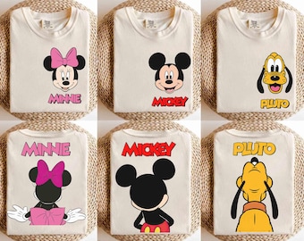 2-sided Disney Mickey and Friends Big Face Retro Shirt, Custom Disney Family Shirt, Retro Disneyland Trip Tee, Disney Family Vacation Shirts