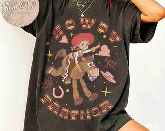 Vintage Pixar Toy Story Jessie & Bullseye Howdy Partner Retro Shirt, Disney Western Cowgirl T-Shirt, Geschenk für sie, WWW Disneyland Girls Trip