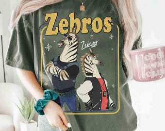 Koszulka Comfort Color Disney Zebros Horse Signatures Zootopia, koszulka retro Zootropolis Disney, prezenty z wakacji rodzinnych WDW Disneyland 2026